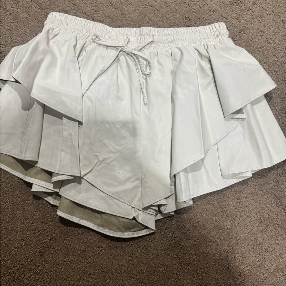 Pants Store White Layered Ruffle Shorts